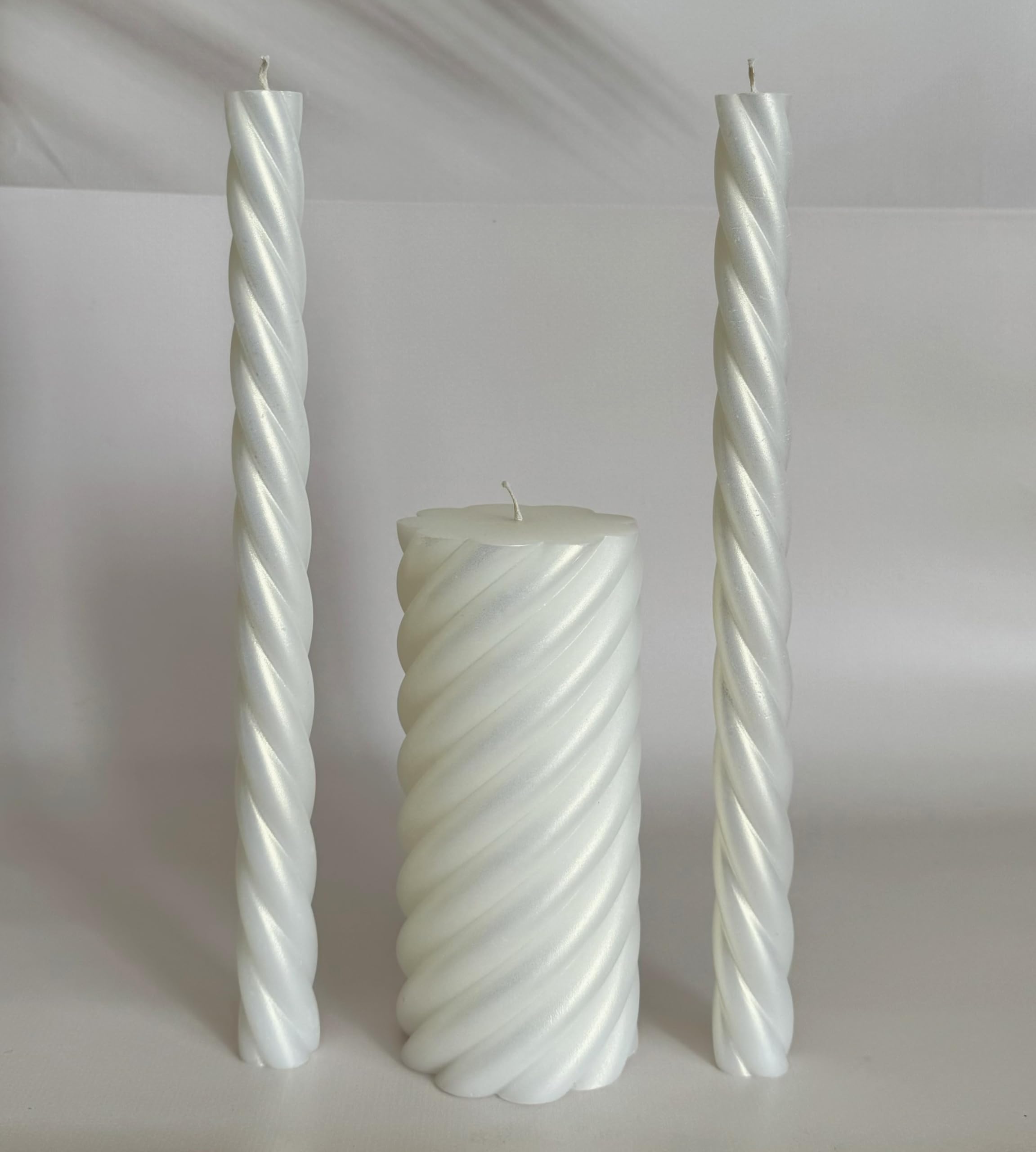 Unity Candle Set for Wedding - Wedding Unity Set for Reception and Ceremony - 6” Pillar Candle & Two 10” Taper Candles -Unity Candles- Marriage Unity Ritual-White