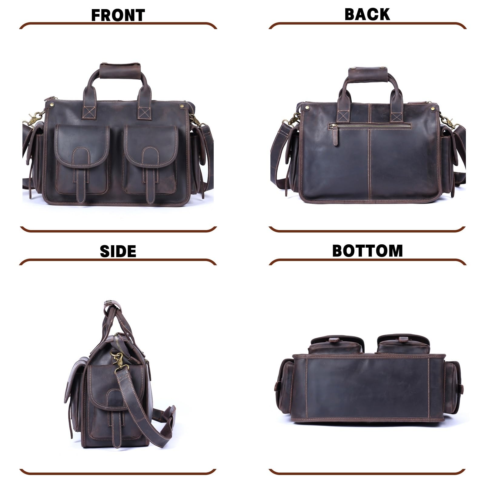 Cartella da Uomo in Pelle, Cartella in, Borsa for Laptop 14", a Tracolla in, Ufficio in di Vacchetta for,Cartella