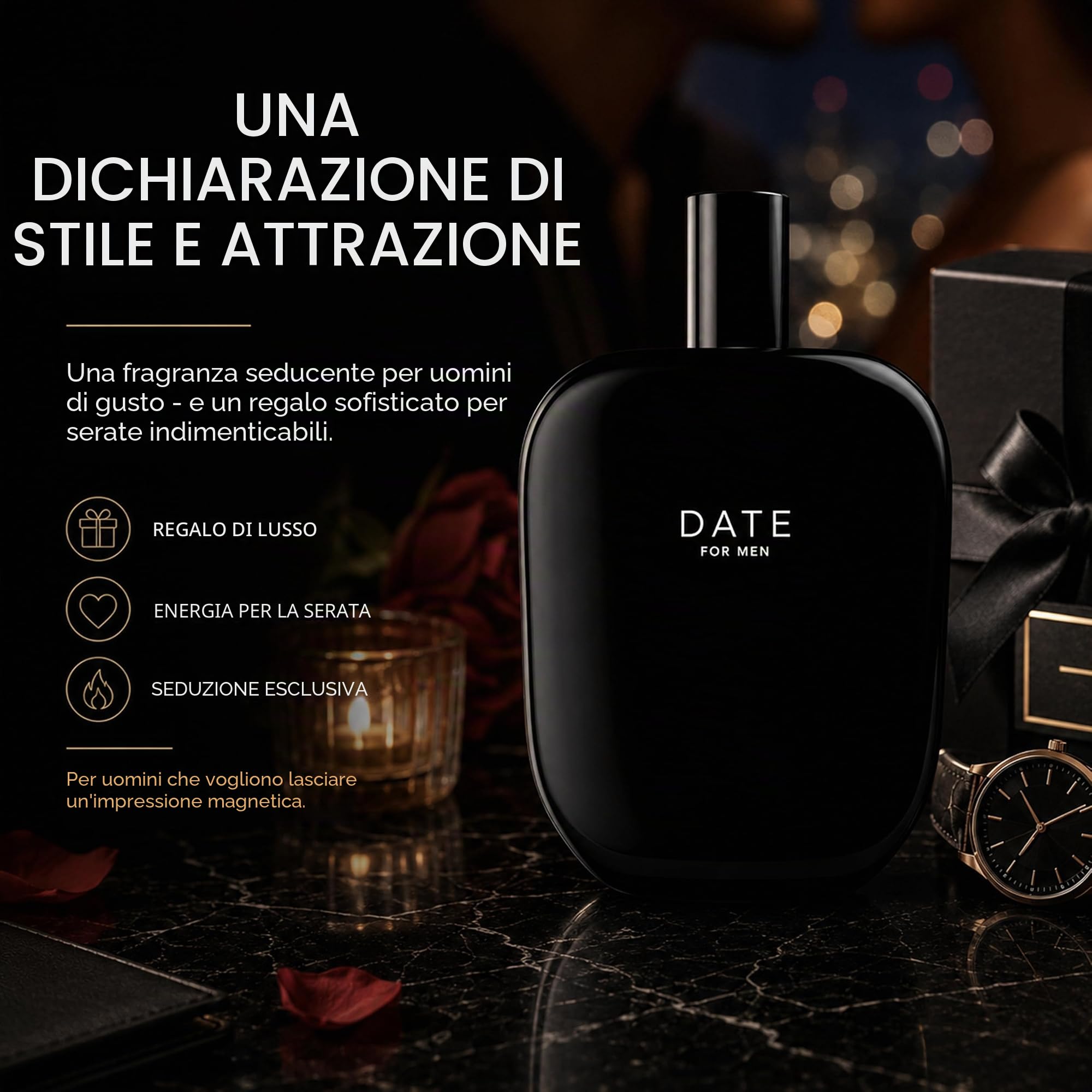 Jeremy Fragrance DATE for Men | Fragranza maschile distintiva | Fruttato Orientale Fresco | Adatto all'uso quotidiano | Perfetto per un appuntamento galante | Flacone da 100 ml con confezione regalo