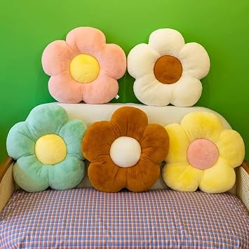 Plush Flower Pillow Flower Throw Pillow Sunflower Pillow Floor Pillow Flower Shaped Seating Cushion Car Butt Cushion Back Sleeper Pillow Decorative Pillows On Bed,Yellow,35cm/13.8inch