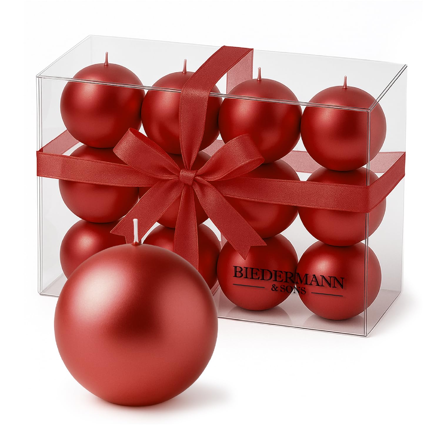 Bougie boule rouge métallique crée une ambiance festive lors de vos dîners