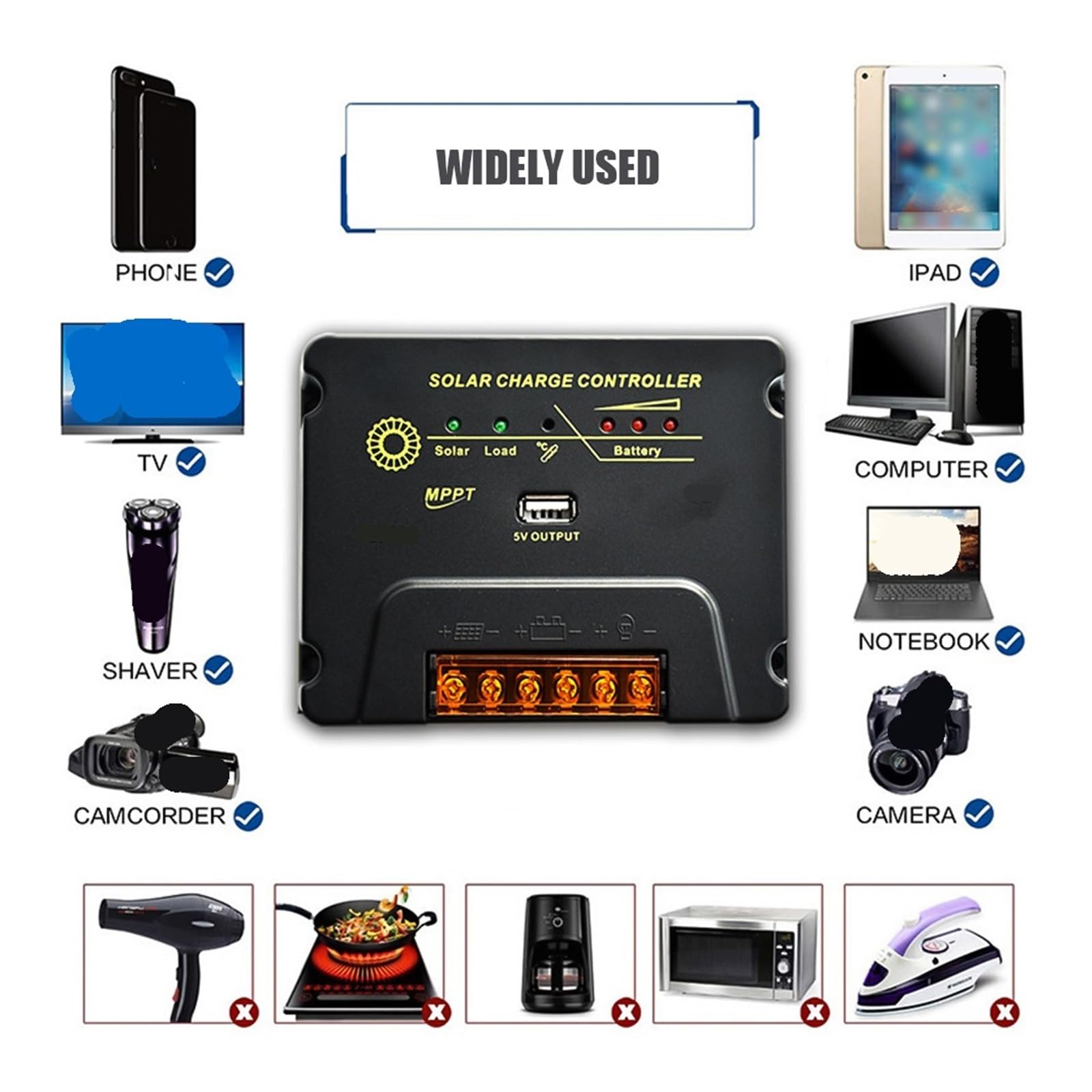 5 sztuk 20A Regulator ładowania słonecznego 12V/24V Regulator panelu słonecznego z portem USB Kontroler ładowania