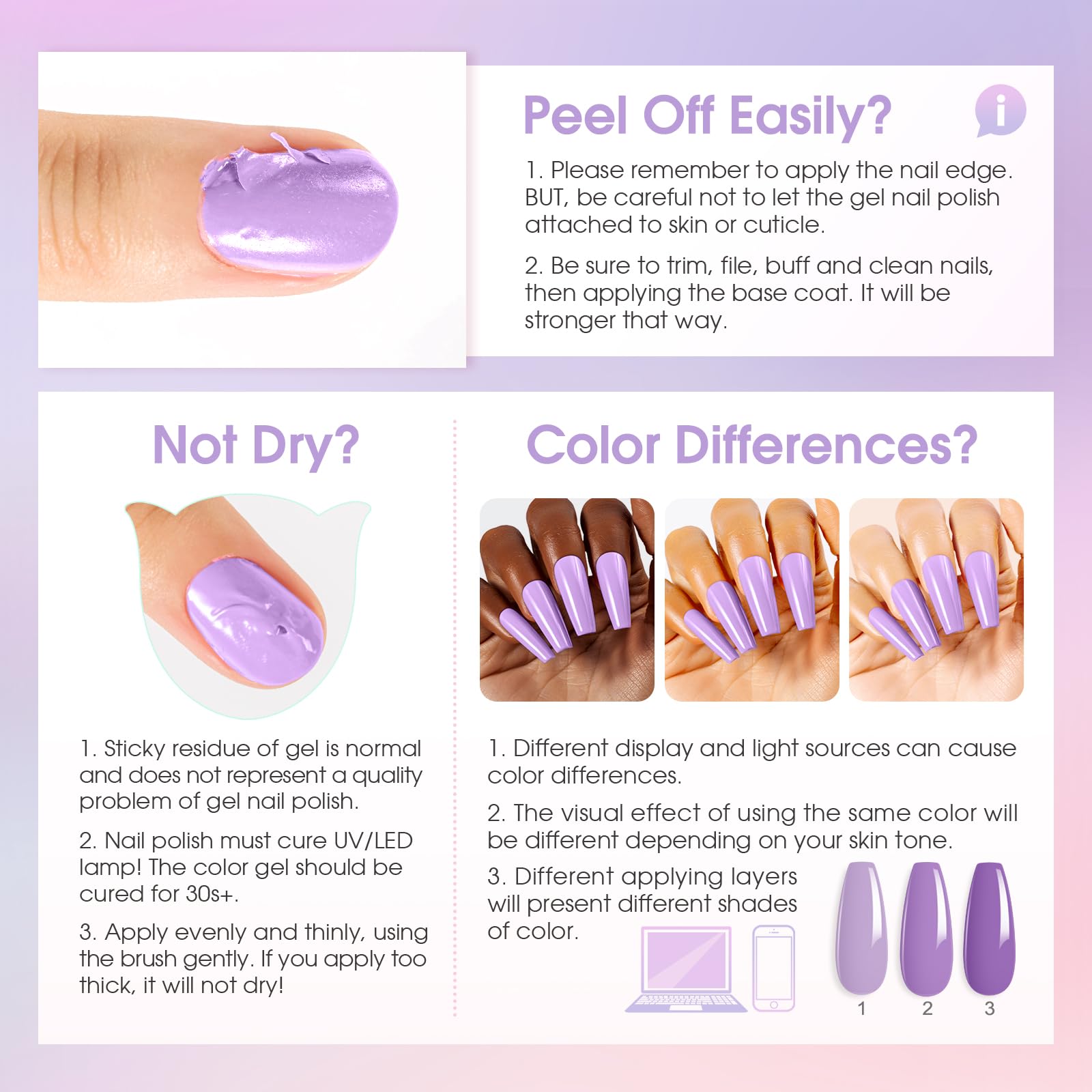 ROSALIND Uñas Semipermanentes Kit Completo Lámpara 48W, 32+4 Piezas Kit Uñas Semipermanentes Blanco Verde Morado Azul Marrón Gris Pintauñas Gel Manicura Regalo
