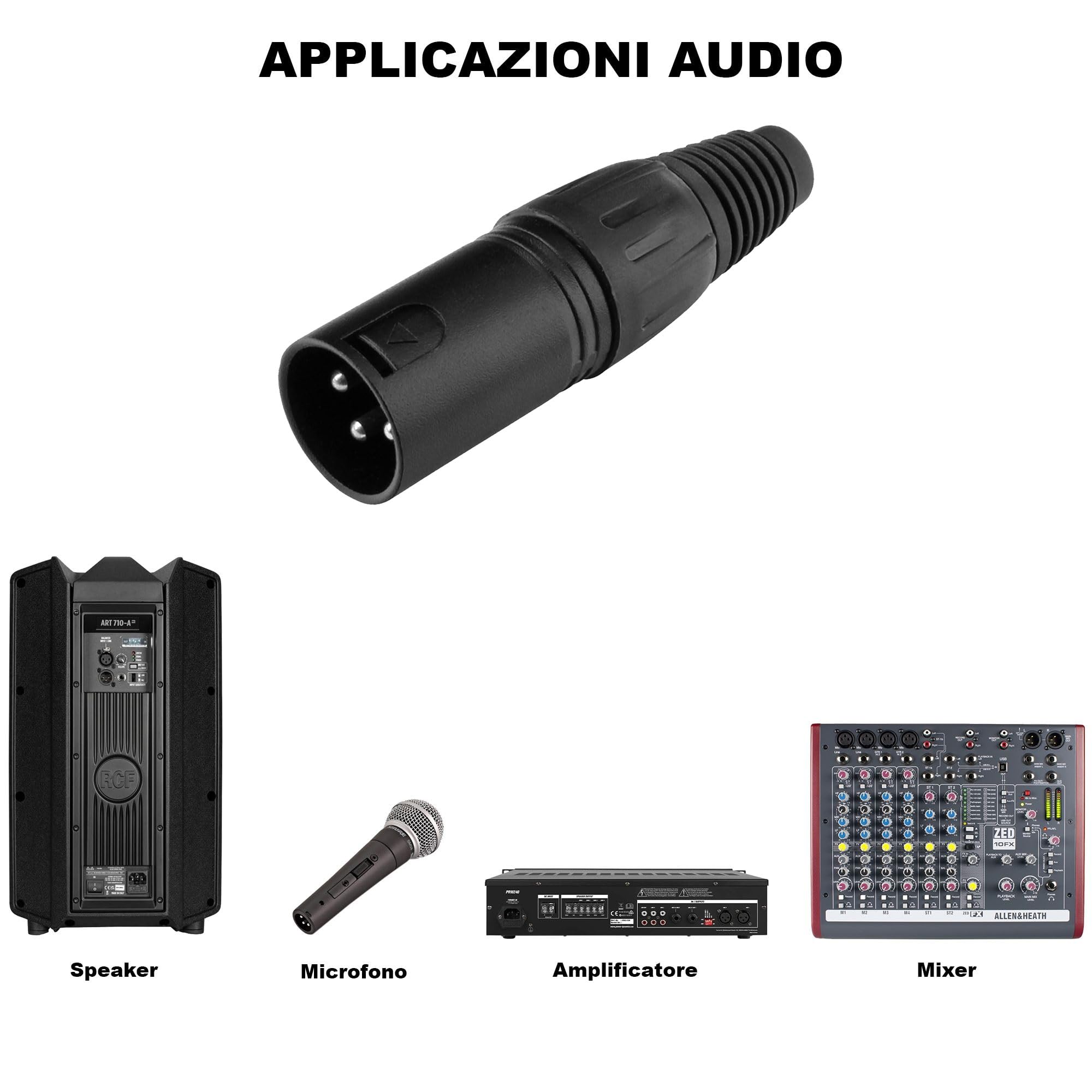 Connettore XLR 3P Maschio in Metallo (25pz)