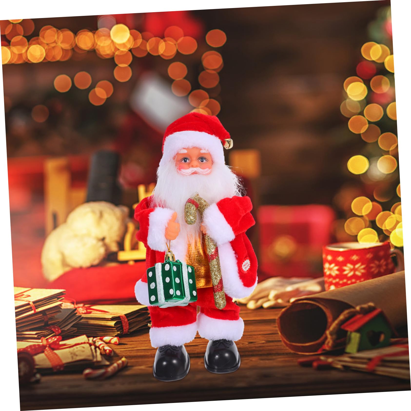 SUPVOX Bambola di Babbo Natale Elettrica Giocattolo Musicale per Feste Natalizie Decorazione Divertente per Ragazzo Ragazza e Caminetti
