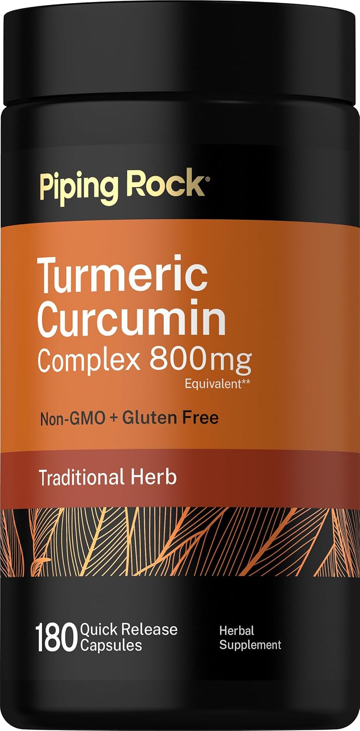 Piping Rock Turmeric Curcumin Supplement | 180 Capsules