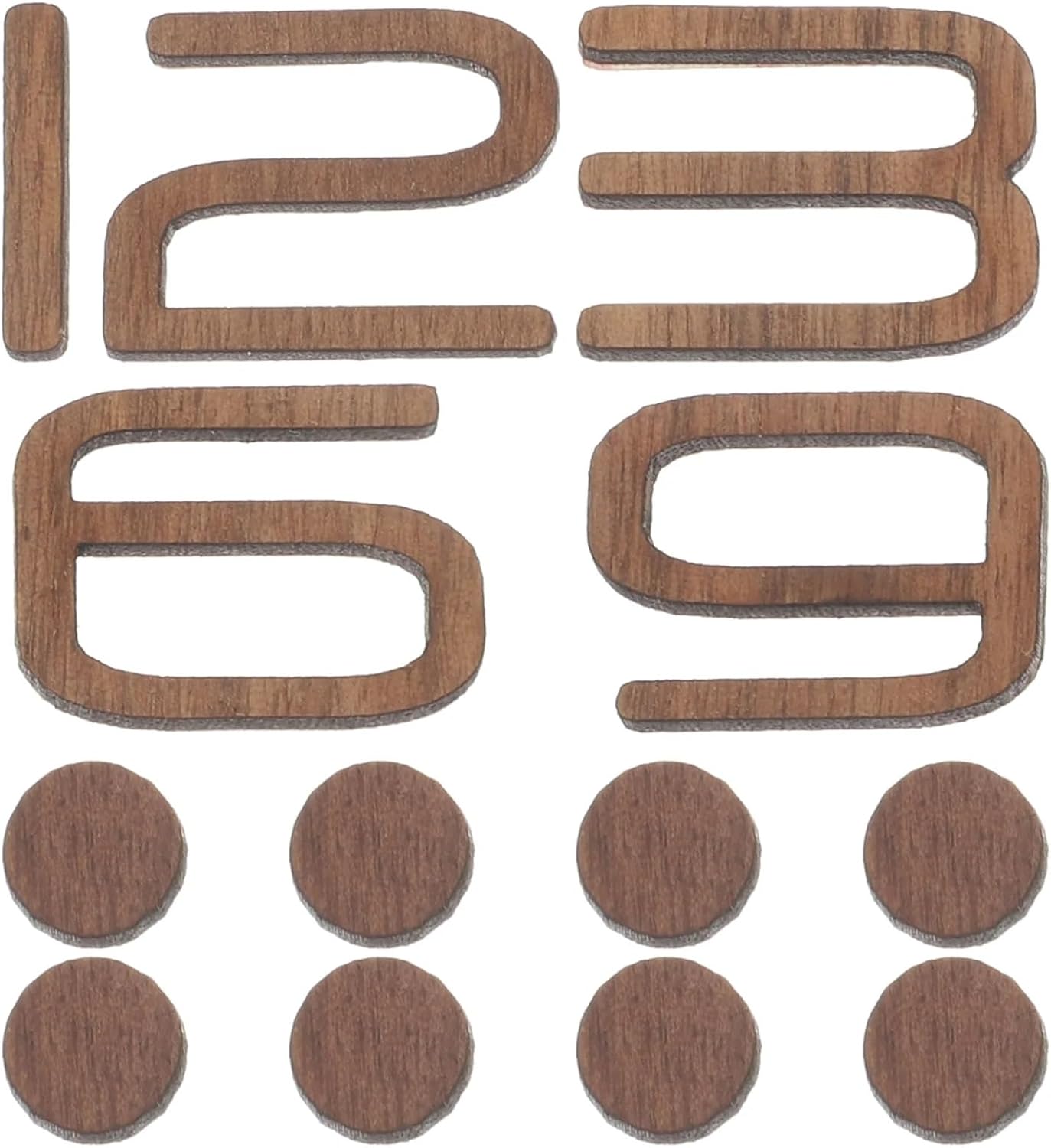 6Set Black Walnut Wall Clock Numbers Self Adhesive Wood Sticker DIY Decor | Frameless clock numbers, easy peel & stick, rustic walnut finish for any room.