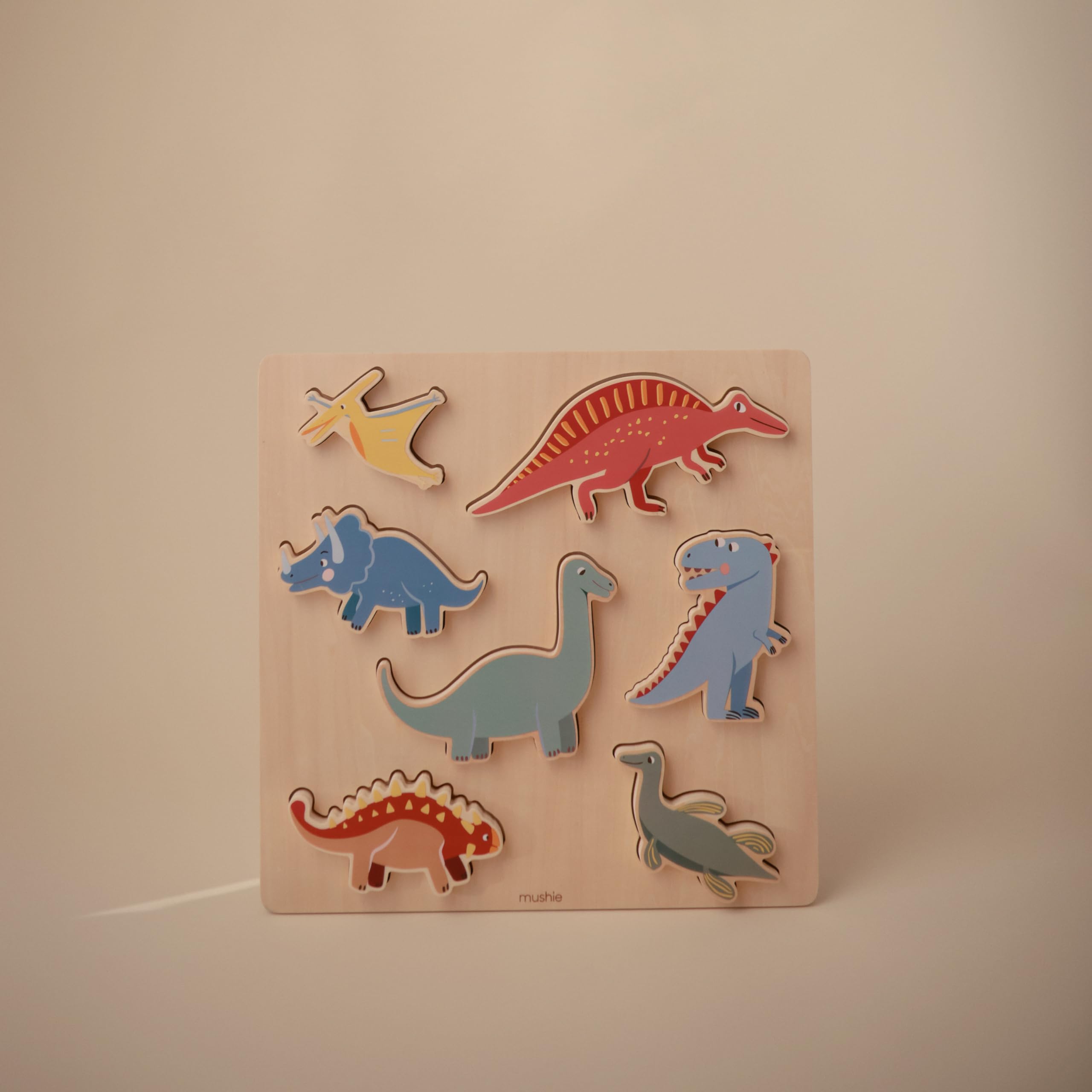 mushie Wooden Dino Puzzle | for Kids 3 Years+ | Preschool Educational & Toddler Montessori Toys (7 pcs) - Image 3