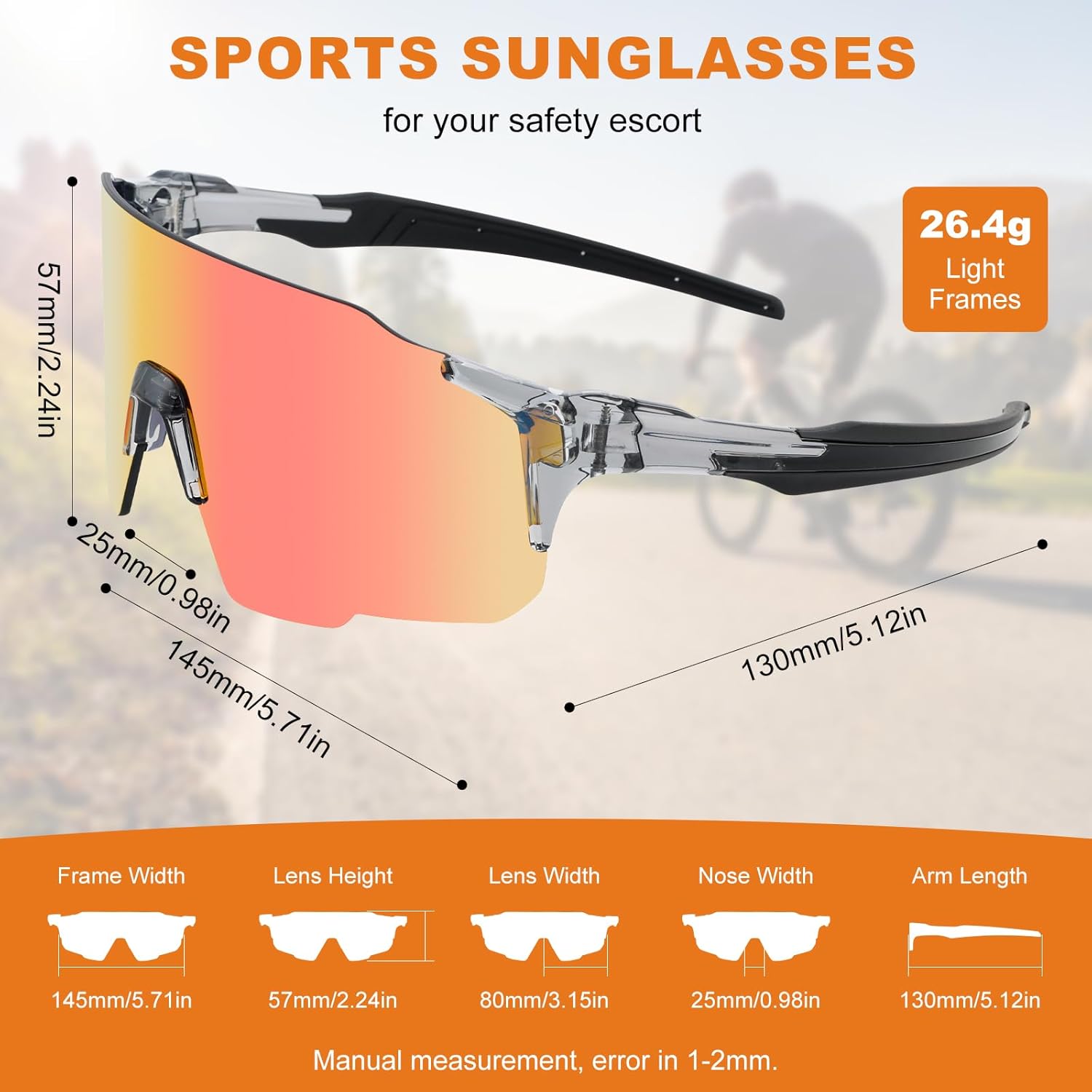 WGO&MJC Sports Sunglasses, TR90 Rimless Frame, 100% UV400 Protection, Ideal For Baseball, Cycling, Cricket, Golf, Running - Image 2