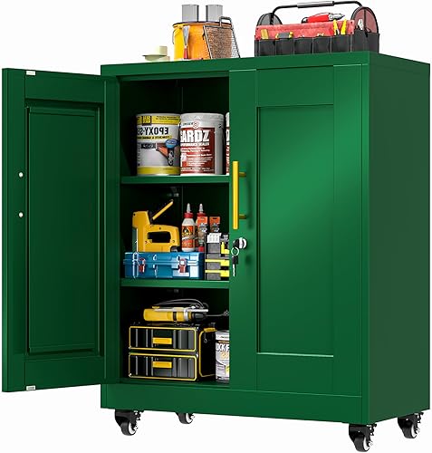 Miniatura 12 de Armario de almacenamiento de metal de 36 pulgadas de alto con cerradura, gabinete de bloqueo con 2 puertas y 2 estantes ajustables, gabinetes de