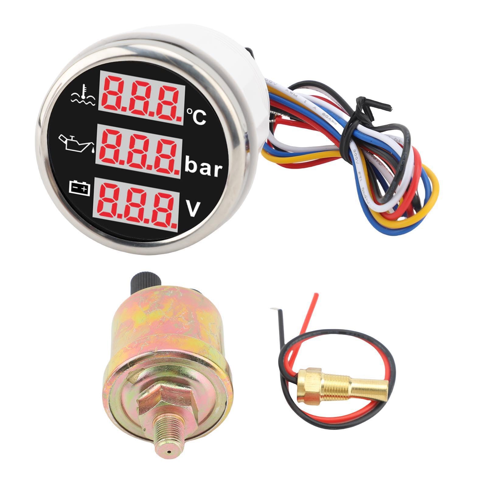 Mingzhe Compact 3 in 1 Engine Instrument Sensor Meter with Coolant (Black