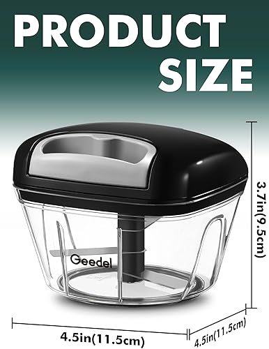 Vista 9 de Geedel - Cortador manual de alimentos, cortador de verduras con cuerda, cortador de verduras para verduras, frutas, ensalada, cebolla, nueces, etc.