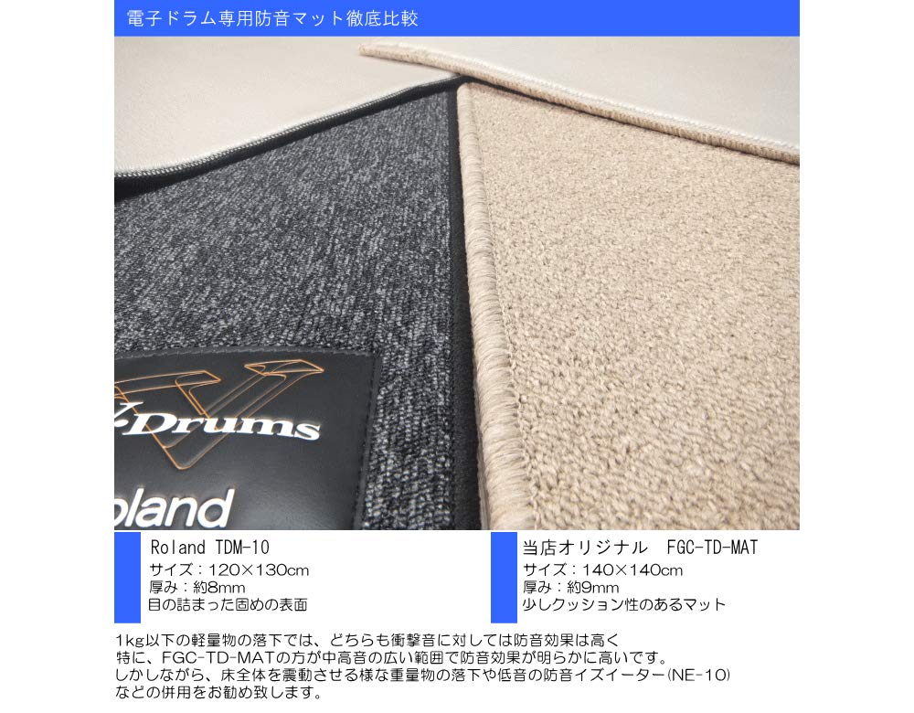 電子ドラム用 防音防振マット「140cm×140cm」防音ジュータン FGC 電子ドラム用 防音防振マット「140cm×140cm」防音ジュータン FGC