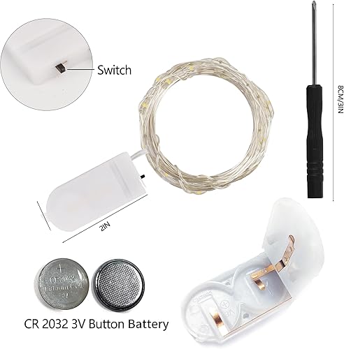 Miniatura 3 de WATERGLIDE Paquete de 24 luces de hadas que funcionan con pilas incluidas 20 luces LED de 65 pies impermeables alambre plateado luciérnaga luces