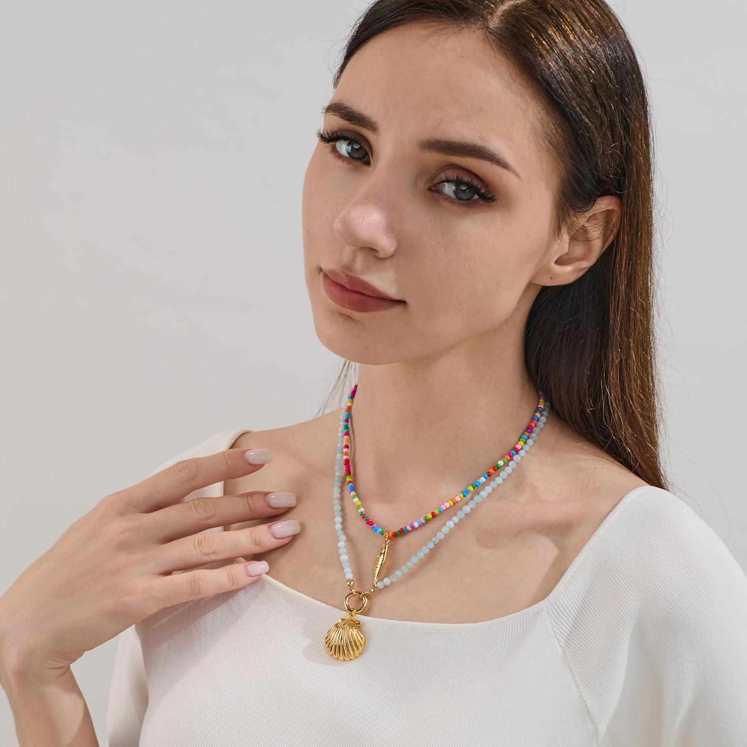 Beach Colorful Beaded Necklace for Women - Ocean Fish Pendant Necklaces, Boho Beach Jewelry | Ocean Jewelry Gift for Women - Image 3