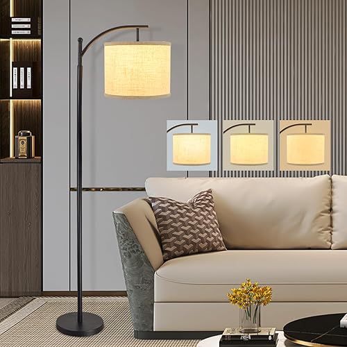 DLLT - Lámpara de pie de arco moderna, lámpara de pie de granja con pantalla de linterna, luz de lectura alta industrial para dormitorio, sala de