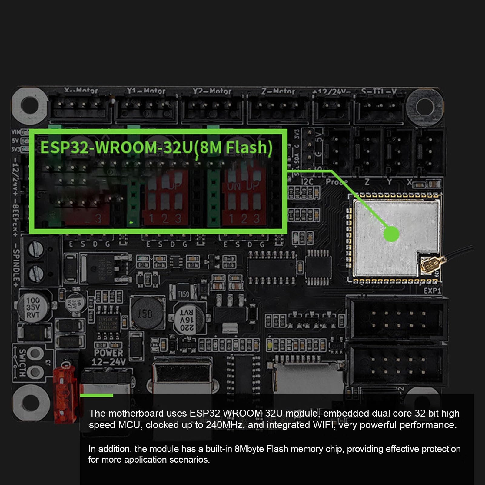 Scheda di Controllo della Stampante 3D MKS DLC32 V2.1 Scheda di Controllo a 32 Bit con WiFi 2.4 Pollici TS24 R V2.1 Scheda Principale della Macchina per Incisione Touch, per 3D Printer