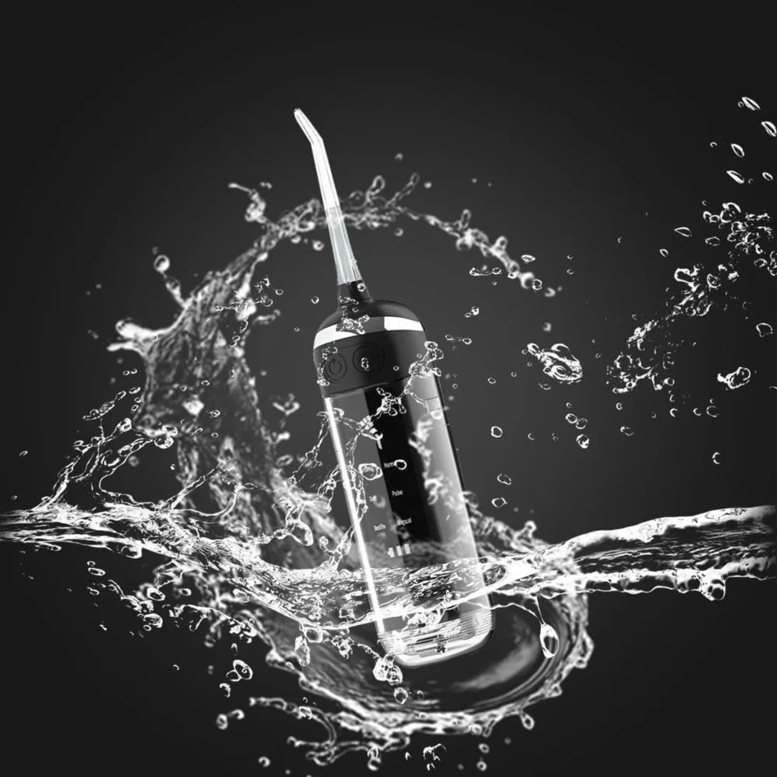 Cortelec Irrigador Bucal Con LED Inteligente,Irrigador Dental Portátil,6 Modos,Depósito Extraíble,IPX7 Impermeable,Limpiador Bucal Recargable Para Ortodoncia Y Dientes Sensibles (Negro)