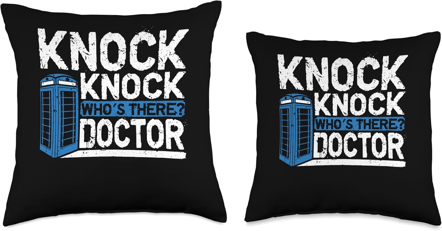Funny Knock Knock Who's There Doctor Novelty Design Throw Pillow