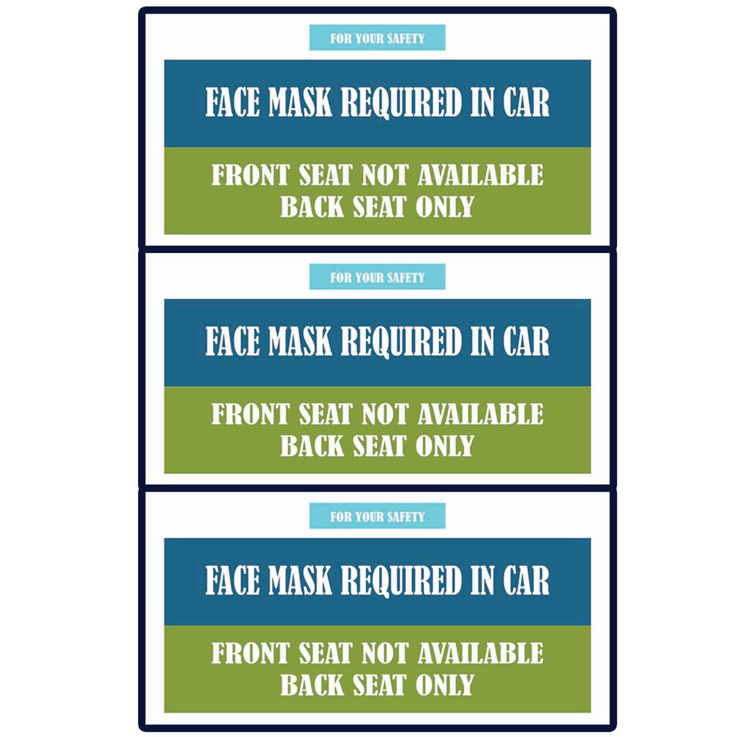 Face Mask Sign for Rideshare - Removable Reusable Window Clings 3 Sign Weatherproof Tear-Resistant Sign Vehicles Accessories for Rideshare Taxi Drivers