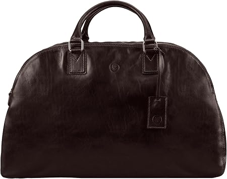 Maxwell Scott - Personalized Womens Luxury Leather Triple Zip Luggage Bag with Multiple Pockets - The LilianaL Dark Brown