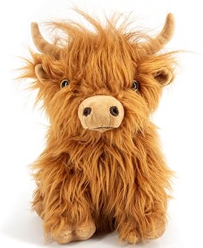 Homily Highland Cow Stuffed Animal Toy - Brown Stuffed Animal Highland Cow Gift for Girls and Kids