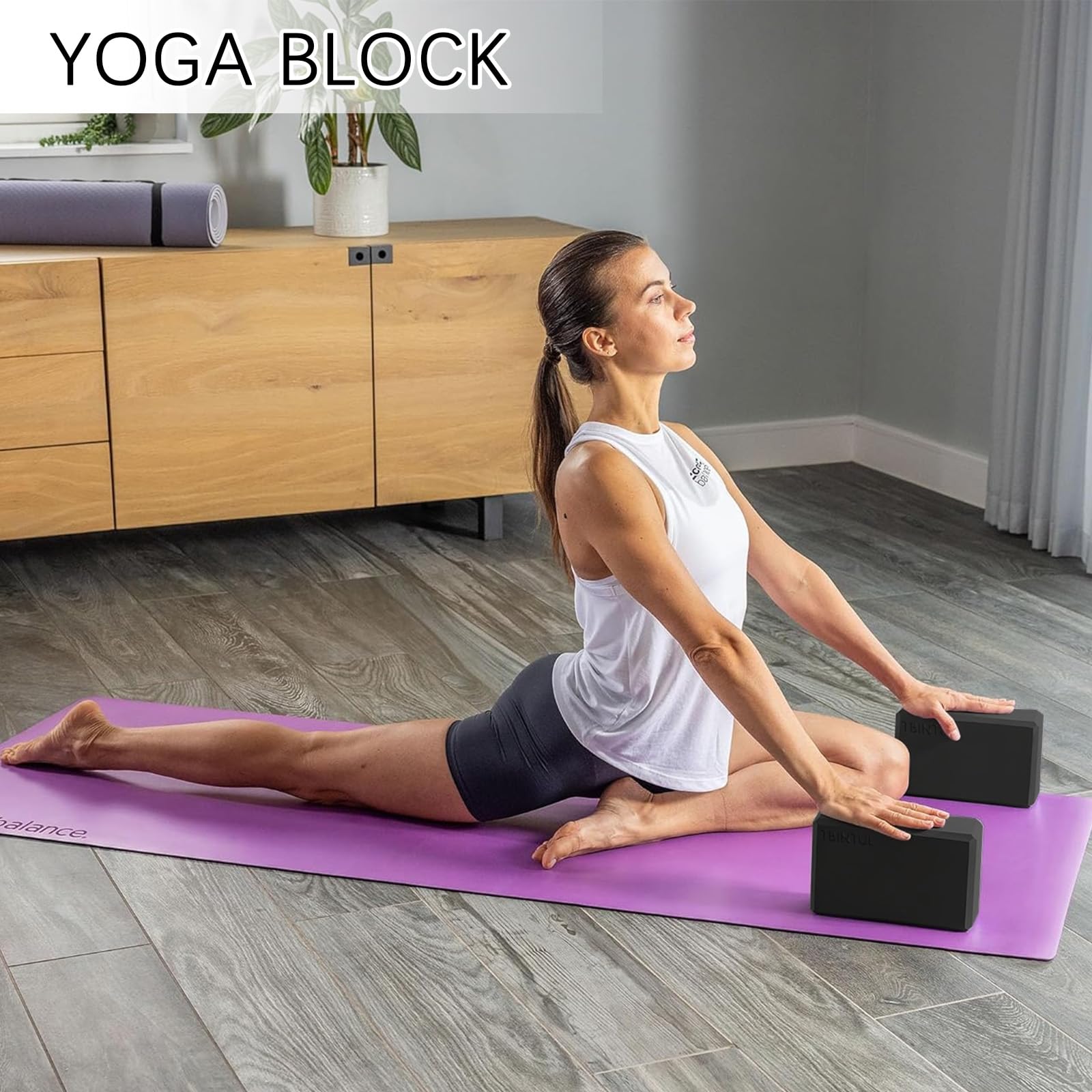 2 x blocchi yoga, 23 x 15 x 7,5 cm, EVA per donne e uomini, nero