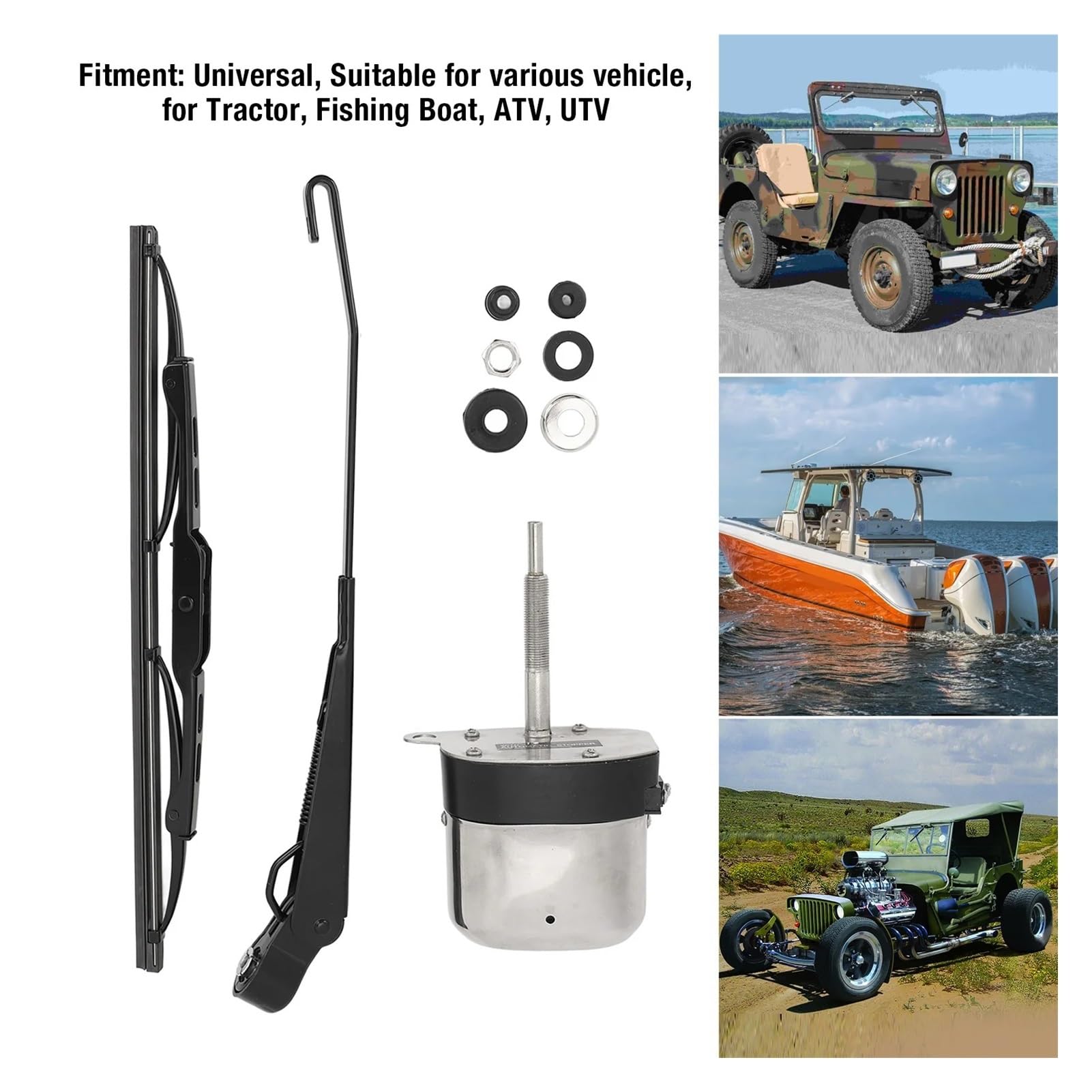 Fensterwischermotor Für Traktor Für Angeln Für Boot ATV UTV Elektrische Motor Wischer Leistungsstarke Verschleißfeste Blade Kit Scheibenwischermotor