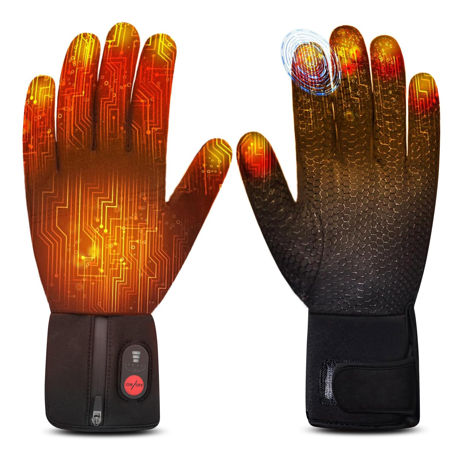 Heated Glove Liners for Men Women Thin Flexible Rechargeable Electric Gloves with Long-Lasting Battery for Typing