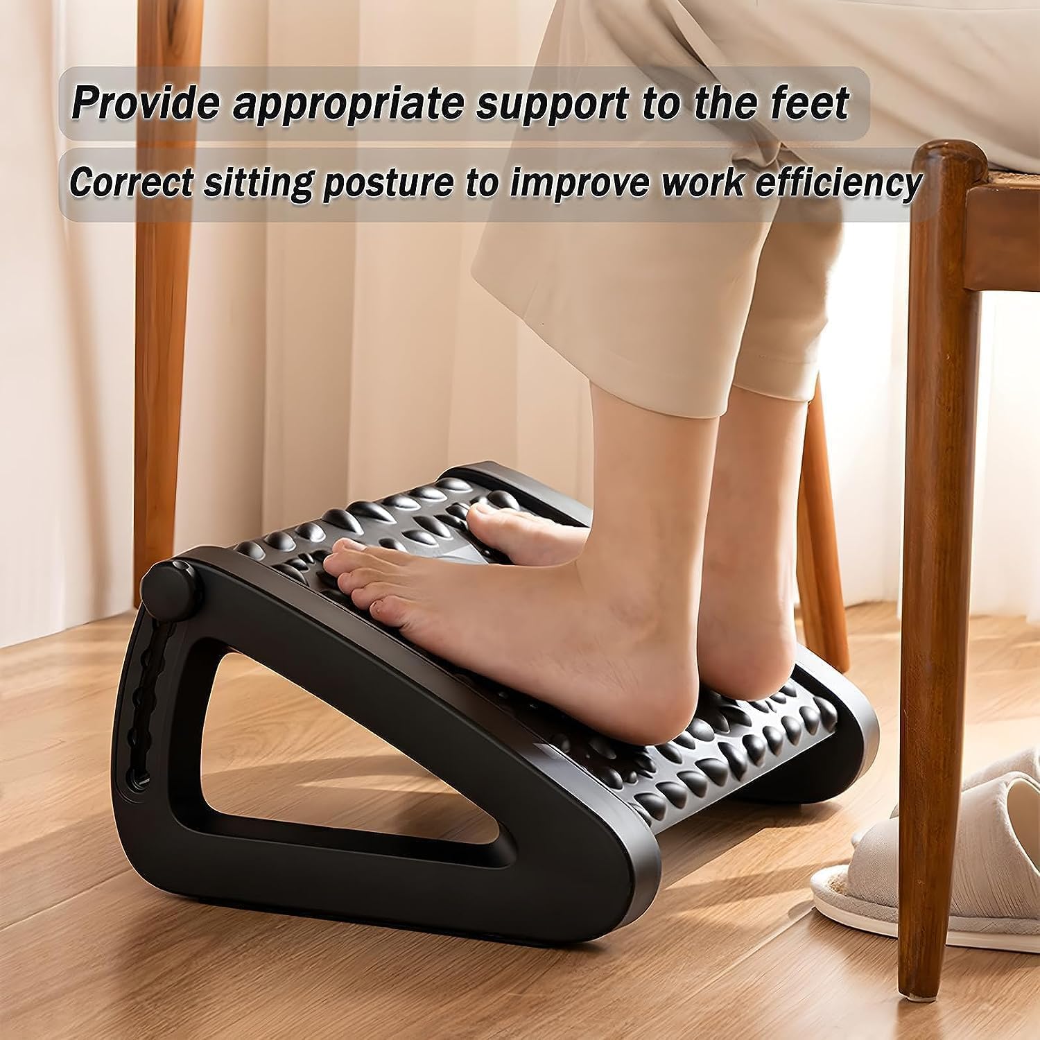 Foot Rest Adjustable Height for Under Desk | Ergonomic Office Footrest with Massage Rollers, Non-Slip Base, and Sturdy Construction for Posture, Pain Relief, and Improved Circulation 4
