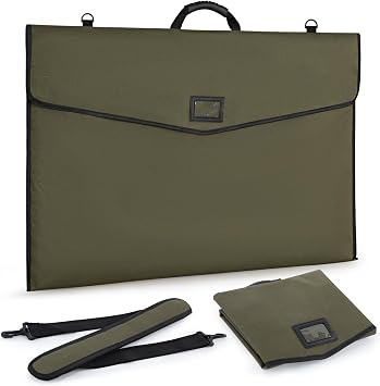 A1 Portfolio Case with Flap Closure & Dual Zippered Pockets 25"x37" -Soft-Sided, Waterproof PVC-Coated, Artwork Painting Folder Bag, Carrying Storage Bag for Canvas Paintings & Mounted Art