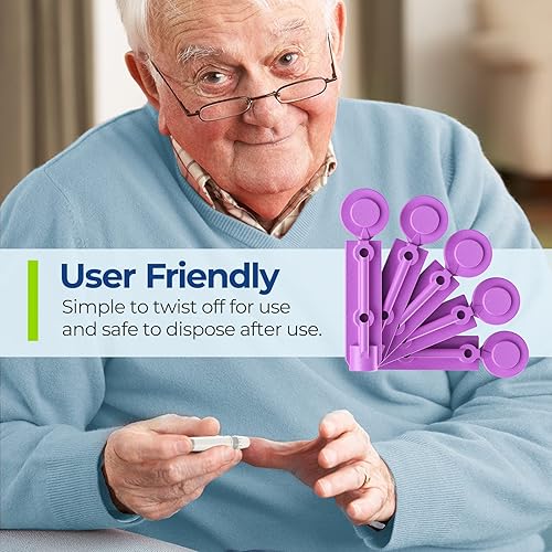 Miniatura 6 de AUVON Lancetas de sangre, calibre 30, lancetas superiores de 100 torceduras con diseño de menos dolor, se adaptan a la mayoría de dispositivos de