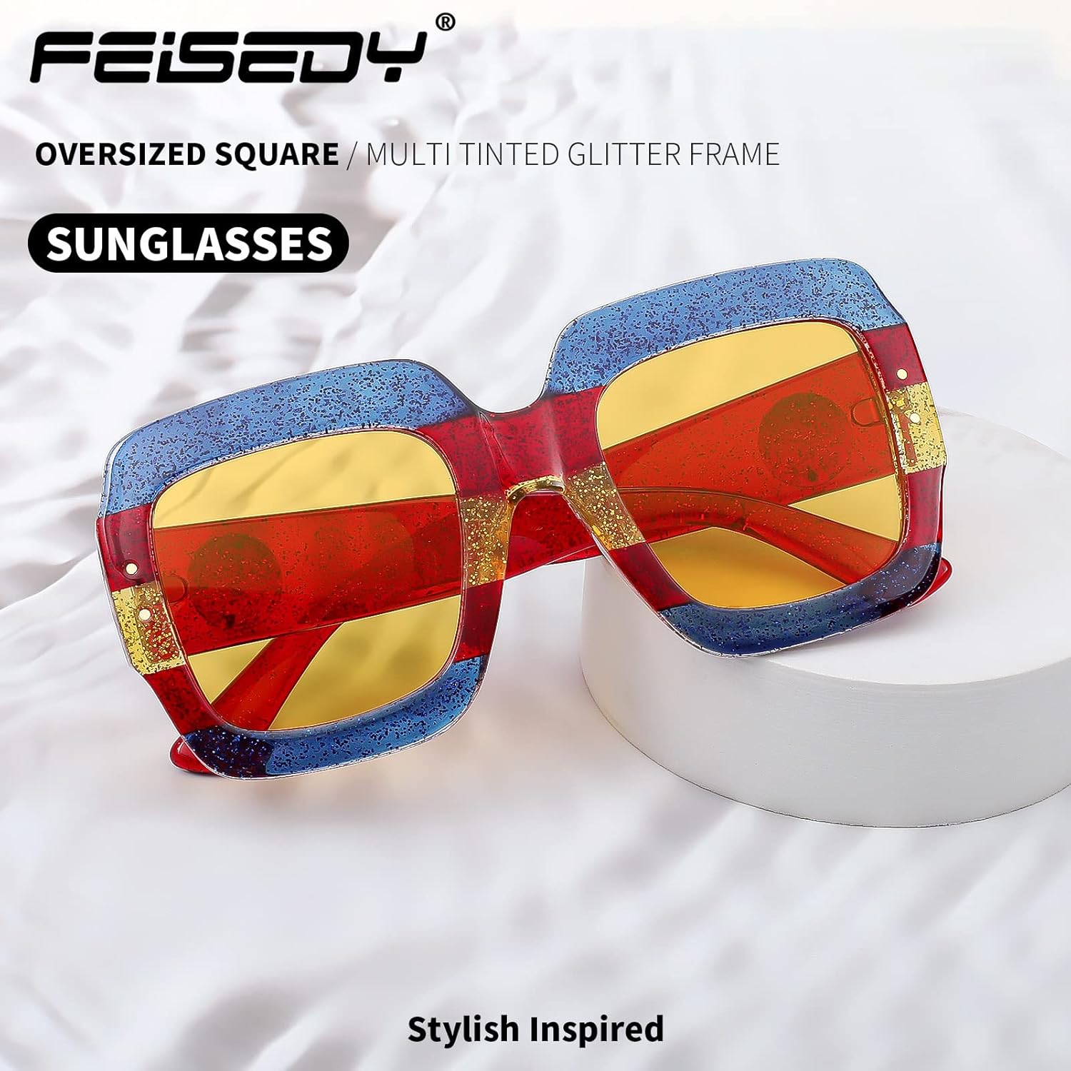 FEISEDY Retro Trendy Square Sunglasses for Women Oversized Stylish Inspired Shades Vintage Desinger Sunglasses B2276 - Image 2