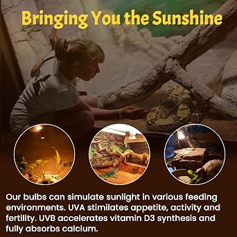 Klarlight 50W E27 Reptile Heating Bulb Dimmable, UVA UVB Light Bulb Full Spectrum Basking Bulb, Tortoise Heat Lamp for Lizard Spider Frog Snake Turtle Chameleon Aquarium Reptile and Amphibian (4-Pack) [Energy Class A]
