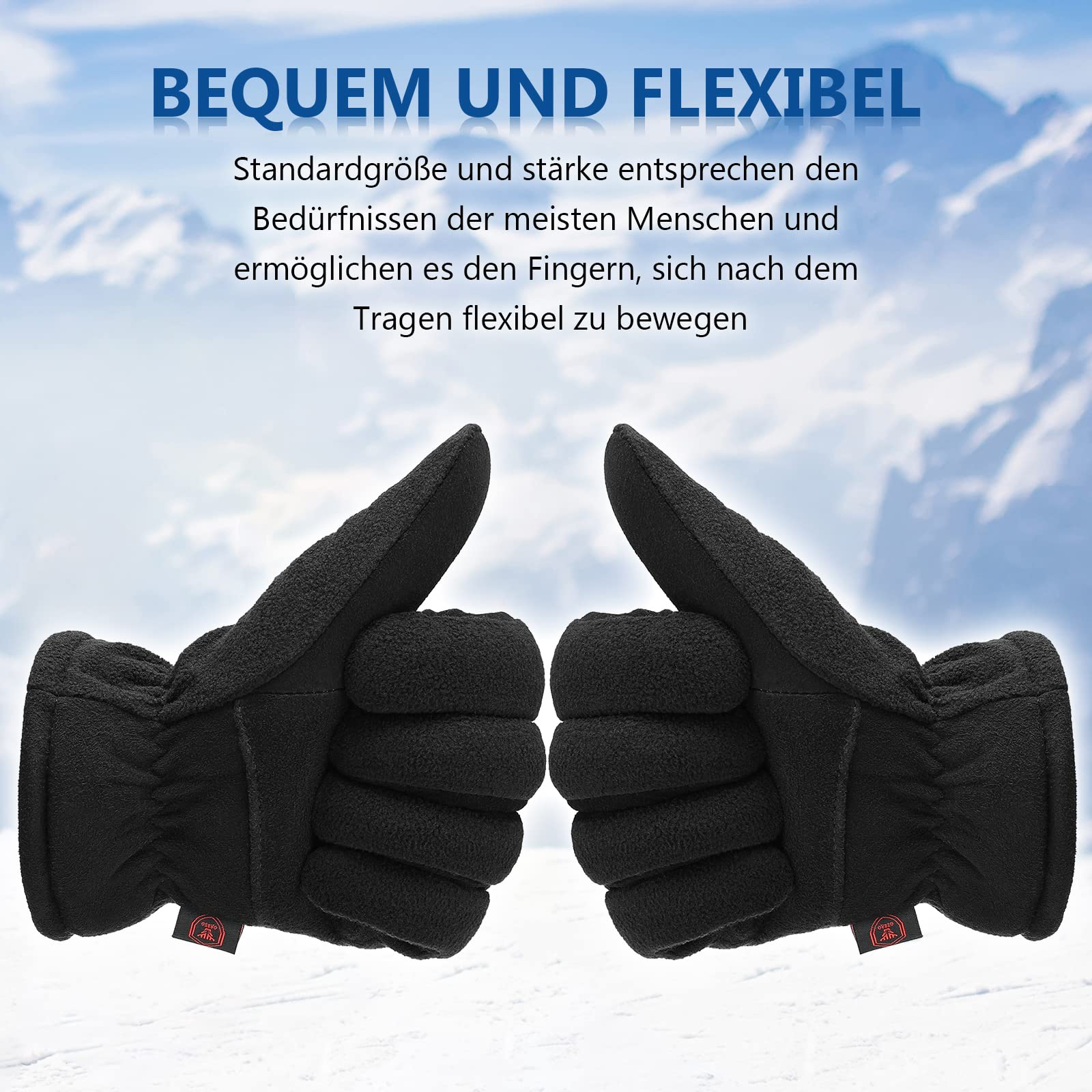 OZERO Guantes térmicos de Piel de Ciervo para Hombre y Mujer, Guantes de Invierno para Ciclismo y Correr