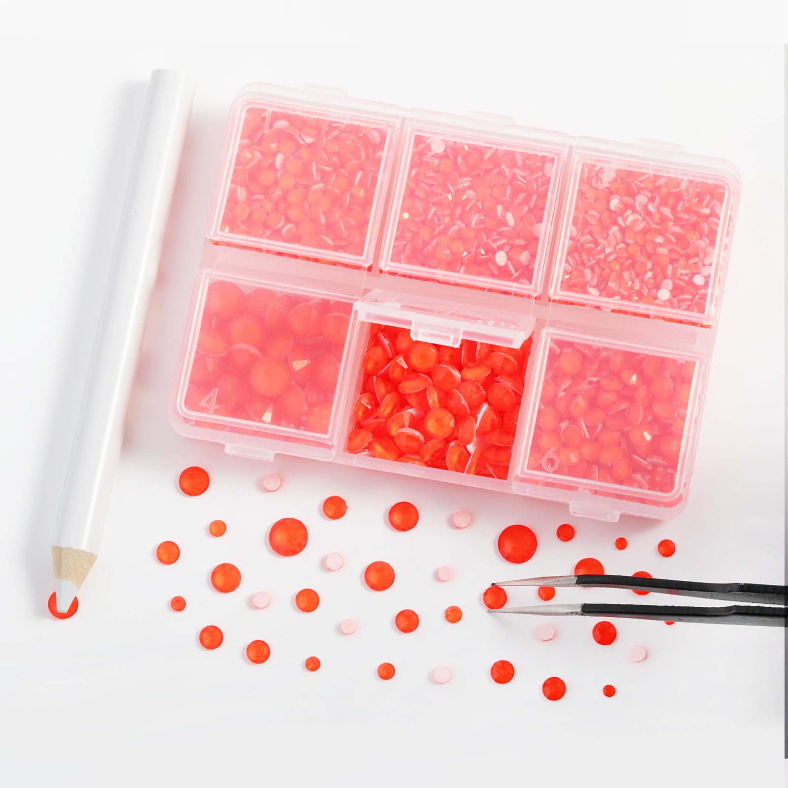 BEADSLAND Hotfix Rhinestones,4000 PCS Orange Rhinestones for Clothes Crafts Mixed 6 Sizes with Wax Pencil and Tweezers Kit,SS6-SS30,Neon Orange - Image 3