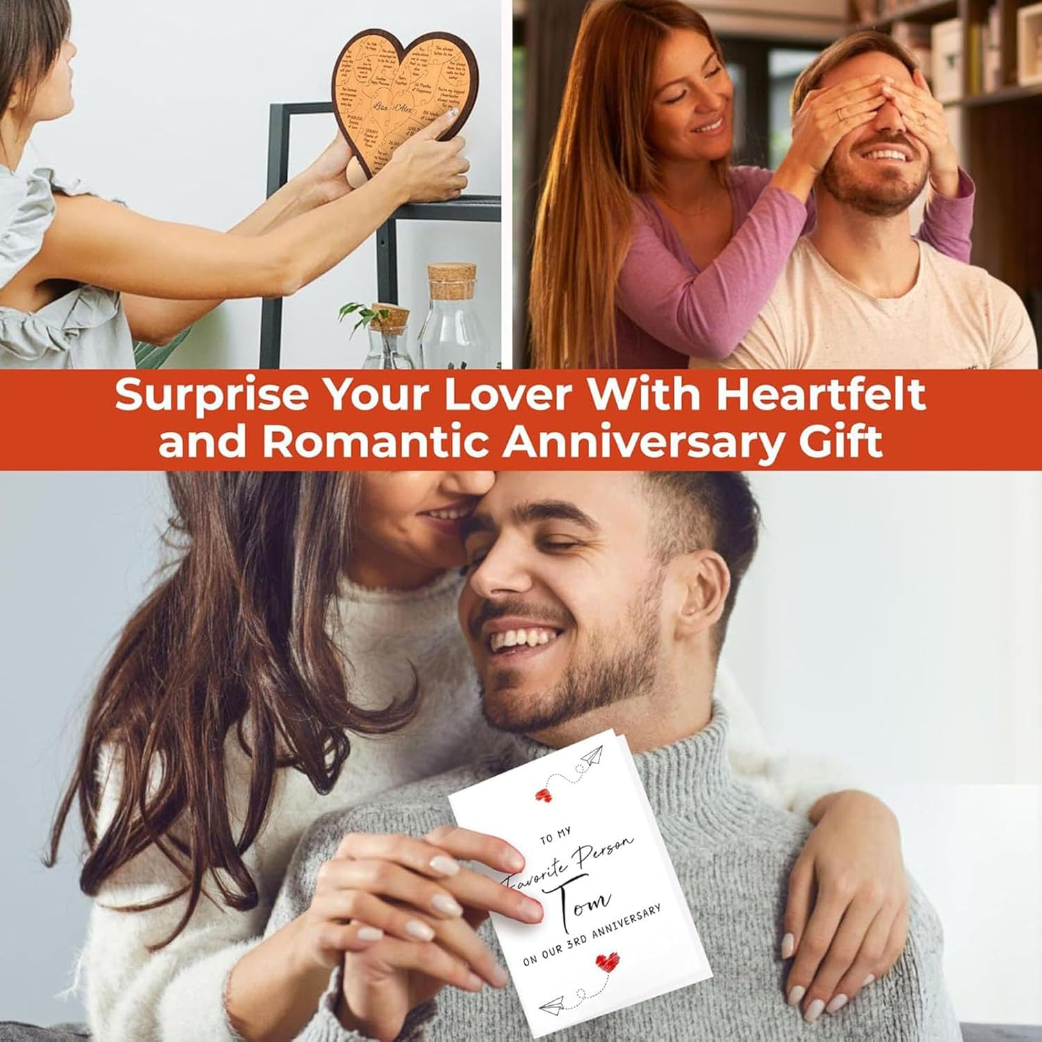 Carved Wood Heart Puzzle Desktop Ornament Puzzle Boards for Celebrating 1 Year / 3Year of Love Unique Anniversary Keepsakes