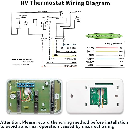 Miniatura 7 de Termostato para autocaravana, termostato analógico de repuesto para RV Camper 3106995.032 12V CC (solo fríohorno)