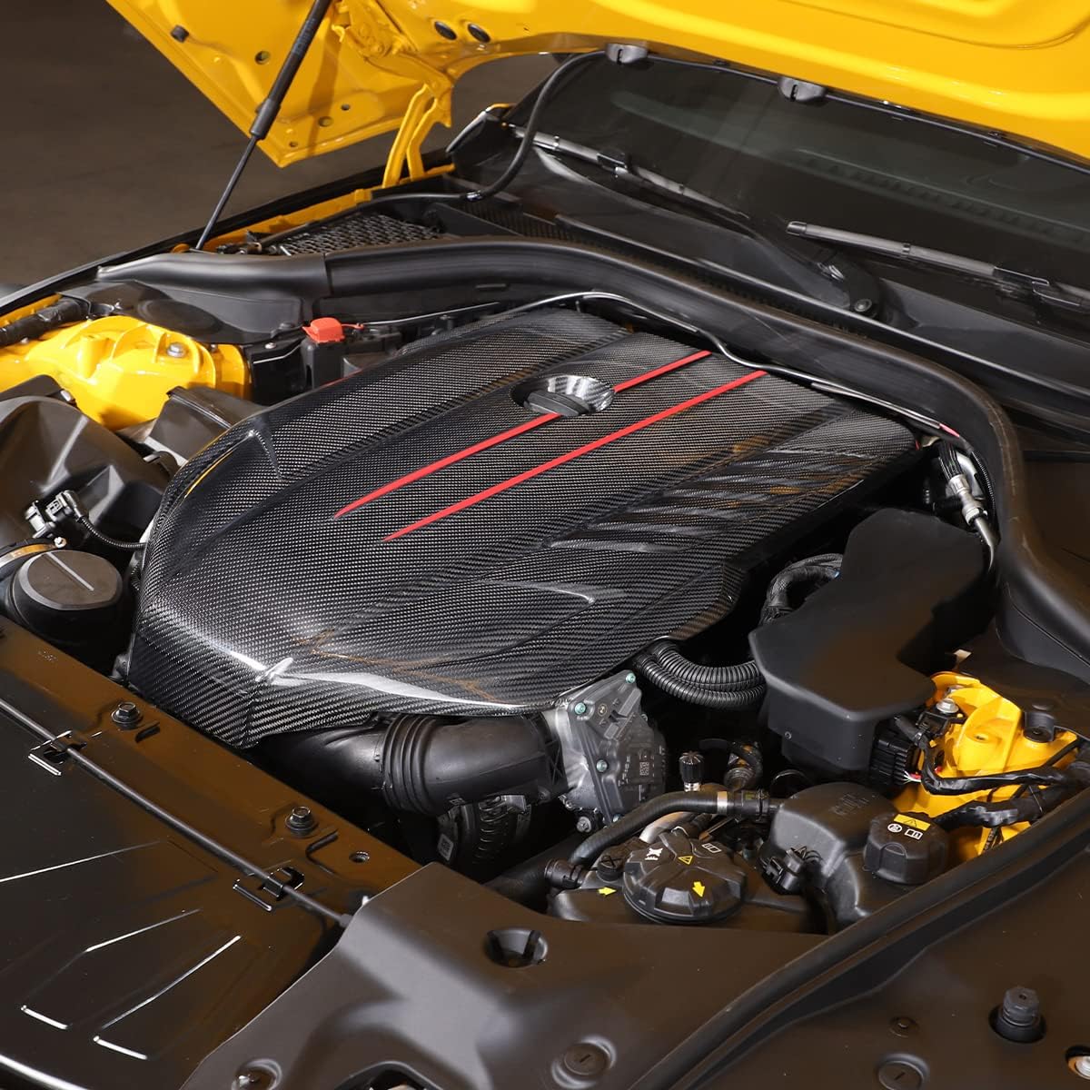 Daeiclru Real Carbon Fiber Engine Bay Cover Fit for Toyota Supra GR A90 A91 MK5 2019-2022, Car Engine Bay Cover Replacement Accessories, 1PCS