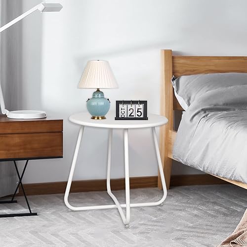 Miniatura 5 de Babion Mesa auxiliar mesa auxiliar de metal mesas de noche redondas mesa de sofá mesa pequeña moderna mesita de noche industrial mesas auxiliares