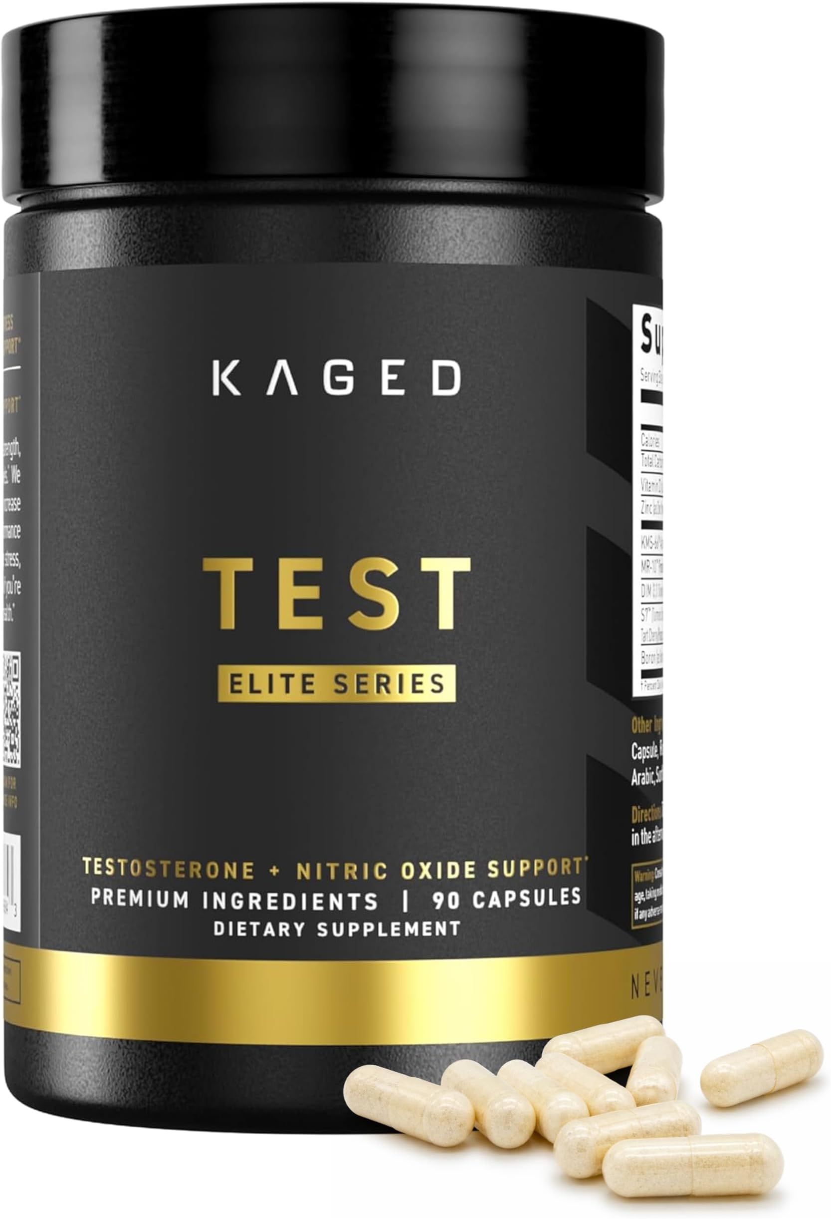 Kaged Test Elite Capsules | Unflavored | Testosterone Booster Ferodrox | Premium Hormone Managment | MR-10, KSM-66 Ashwagandha, S7 Nitric Oxide Booster | Supplements for Men & Women | 30 Servings