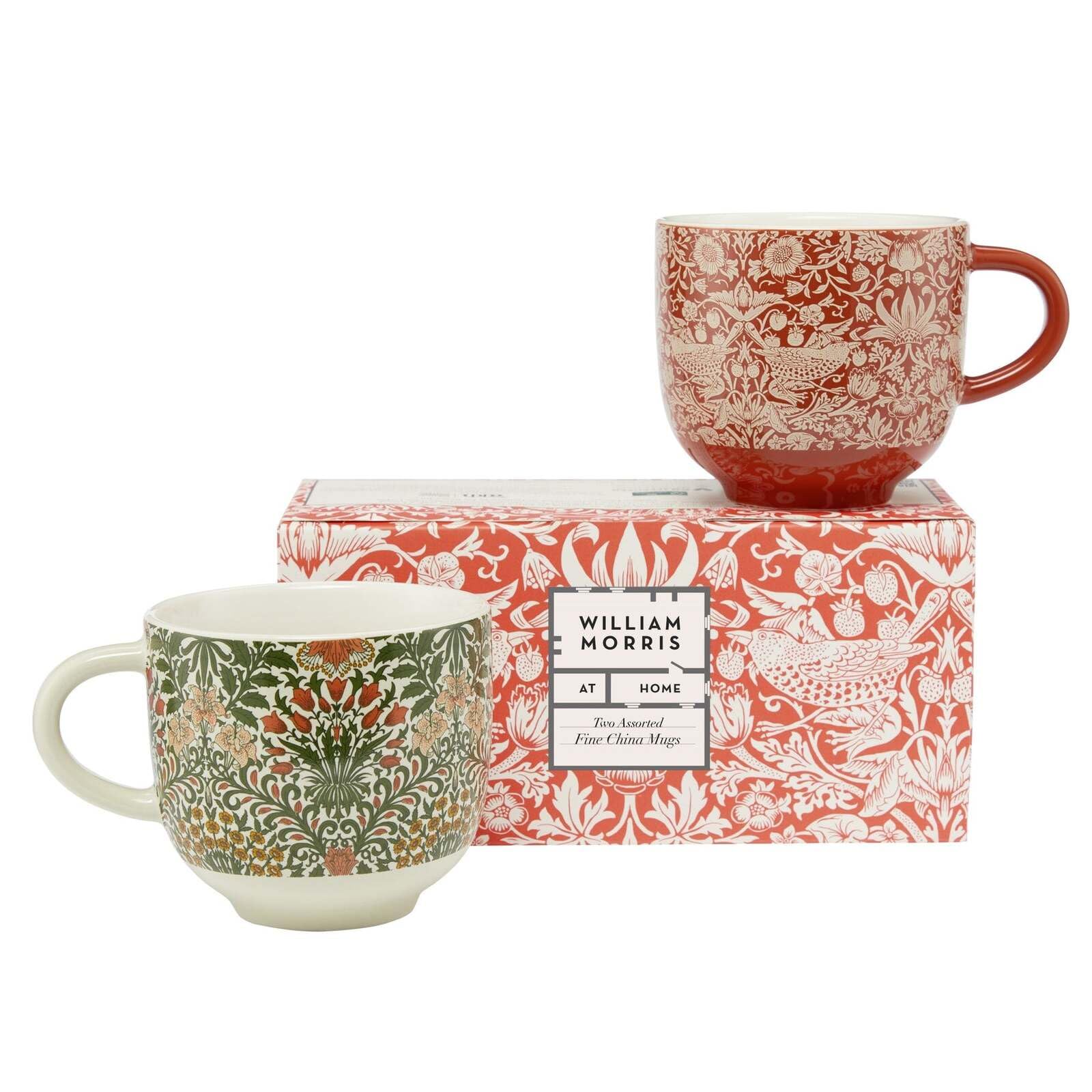 William Morris At Home Mugs 2x 350ml, Fine China, For Tea or Coffee, Microwave and Dishwasher Safe, Vegan and Cruelty Friendly, Housewarming Gift or For Any Occasion