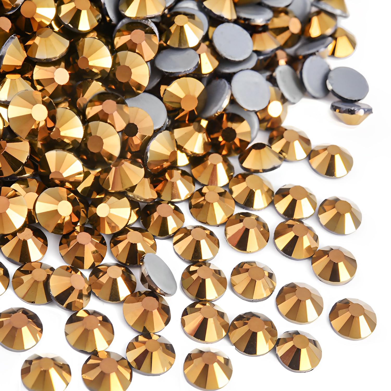 Jollin 2880pcs Hotfix Crystal Flatback Rhinestones Glass Diamantes Gems for Crafting Art Crafts Decorations Clothes Shoes 4.0mm SS16 Gold Hematite