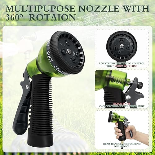 Miniatura 3 de Manguera de jardín de bobina de EVA de 50 pies con conector de latón de 34 pulgadas, manguera de agua en espiral, ligera y sin torceduras, incluye