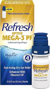 Refresh OPTIVE MEGA-3 PF Lubricant Eye Drops Preservative-Free Artificial Tears, 0.33 fl oz (10mL)