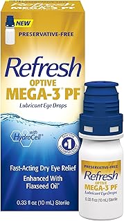 Refresh OPTIVE MEGA-3 PF Lubricant Eye Drops Preservative-Free Artificial Tears, 0.33 fl oz (10mL)