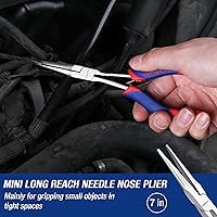 Vista 4 de WORKPRO Juego de 3 alicates pequeños, alicates de punta de aguja de largo alcance, incluye alicates de punta de aguja de 7 pulgadas, alicates