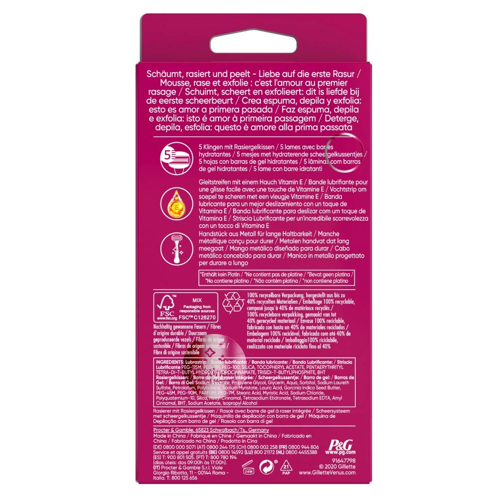 Gillette Venus Comfortglide Sugarberry golarka damska + 1 ostrze z 5-krotnym ostrzem, prezent dla kobiet