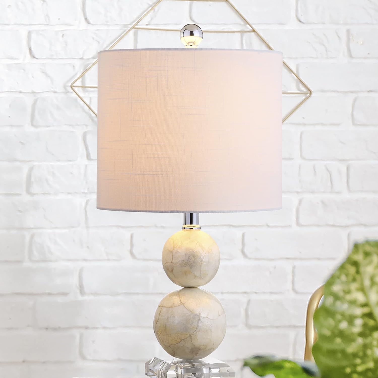 Eyely EYL1023A Olivia 19" Seashell LED Table Lamp for Reading Room, Living Room, Office, Bedroom, Coastal, Cottage, Transitional, Ivory