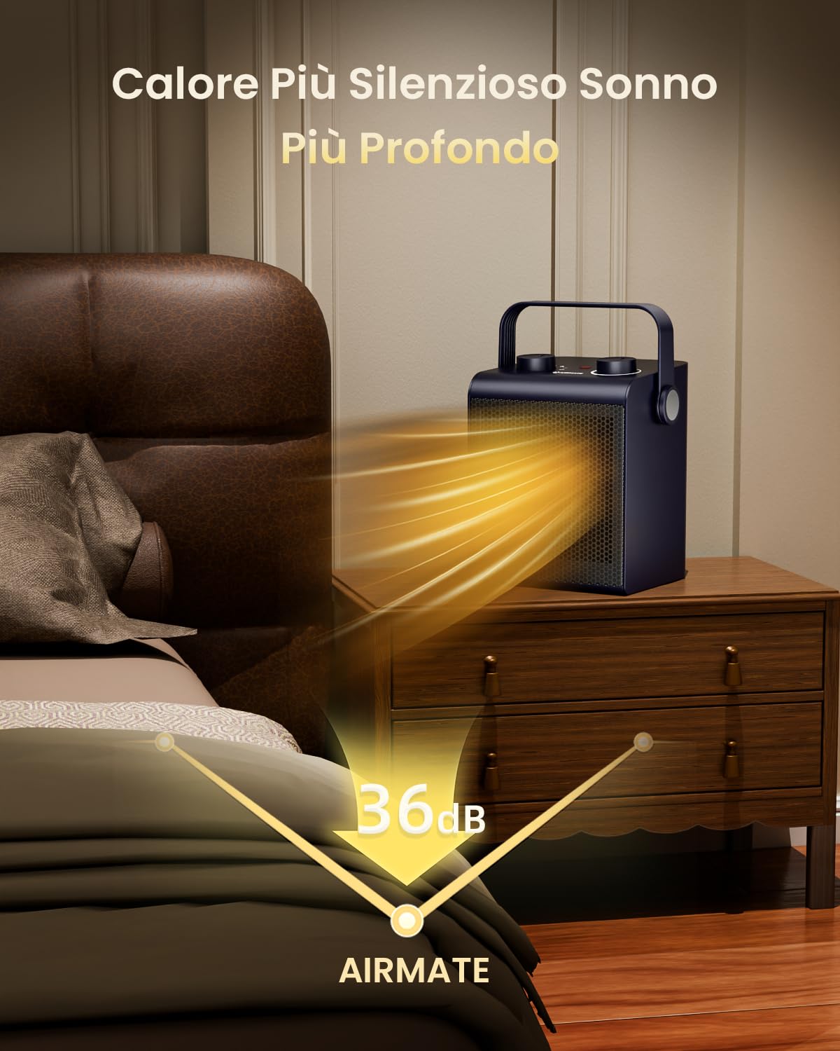 AIRMATE Stufetta Elettrica Basso Consumo, 2000W Termoventilatore Ceramico, Stufa Elettrica Basso Consumo, Riscaldamento Elettrico, 3 Modalità, Protezione Da Surriscaldamento E Ribaltamento, Leggero